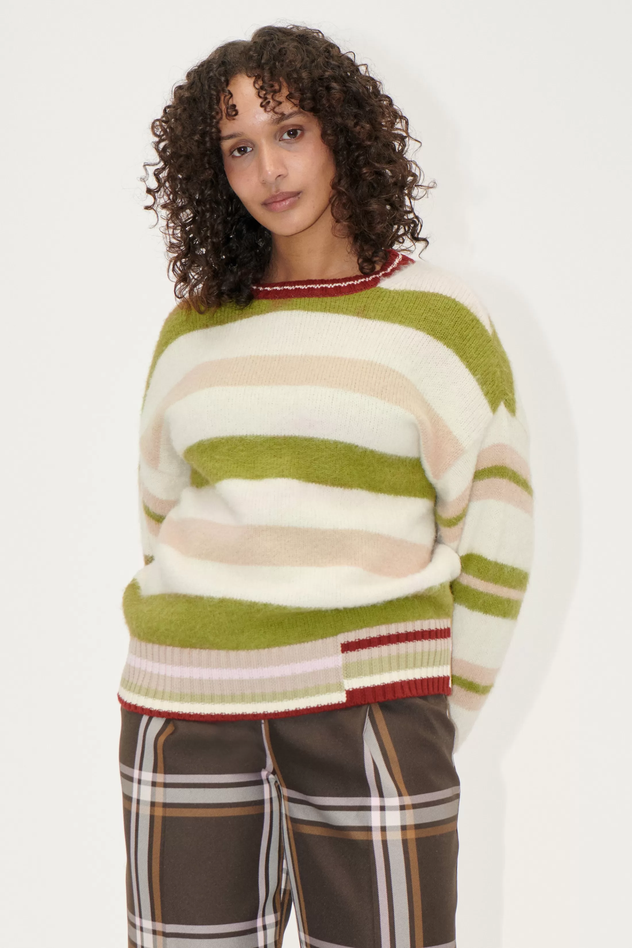 Shop Crew Neck Sweater - Alpaca Stripe Strik