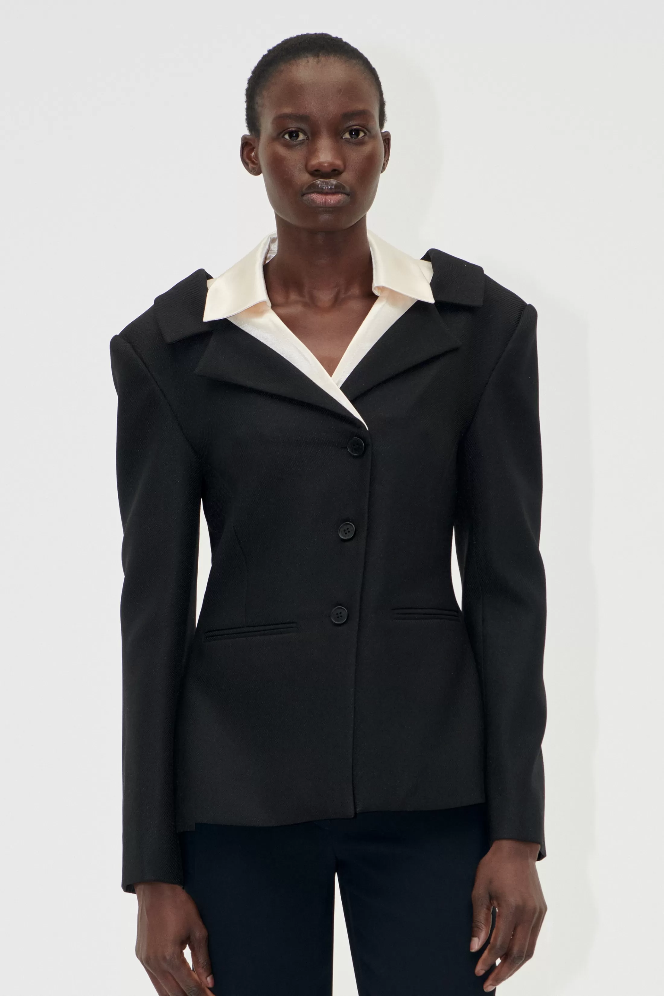 Cheap Double Collar Tailored Jacket - Black / Butter Milk Tailoring