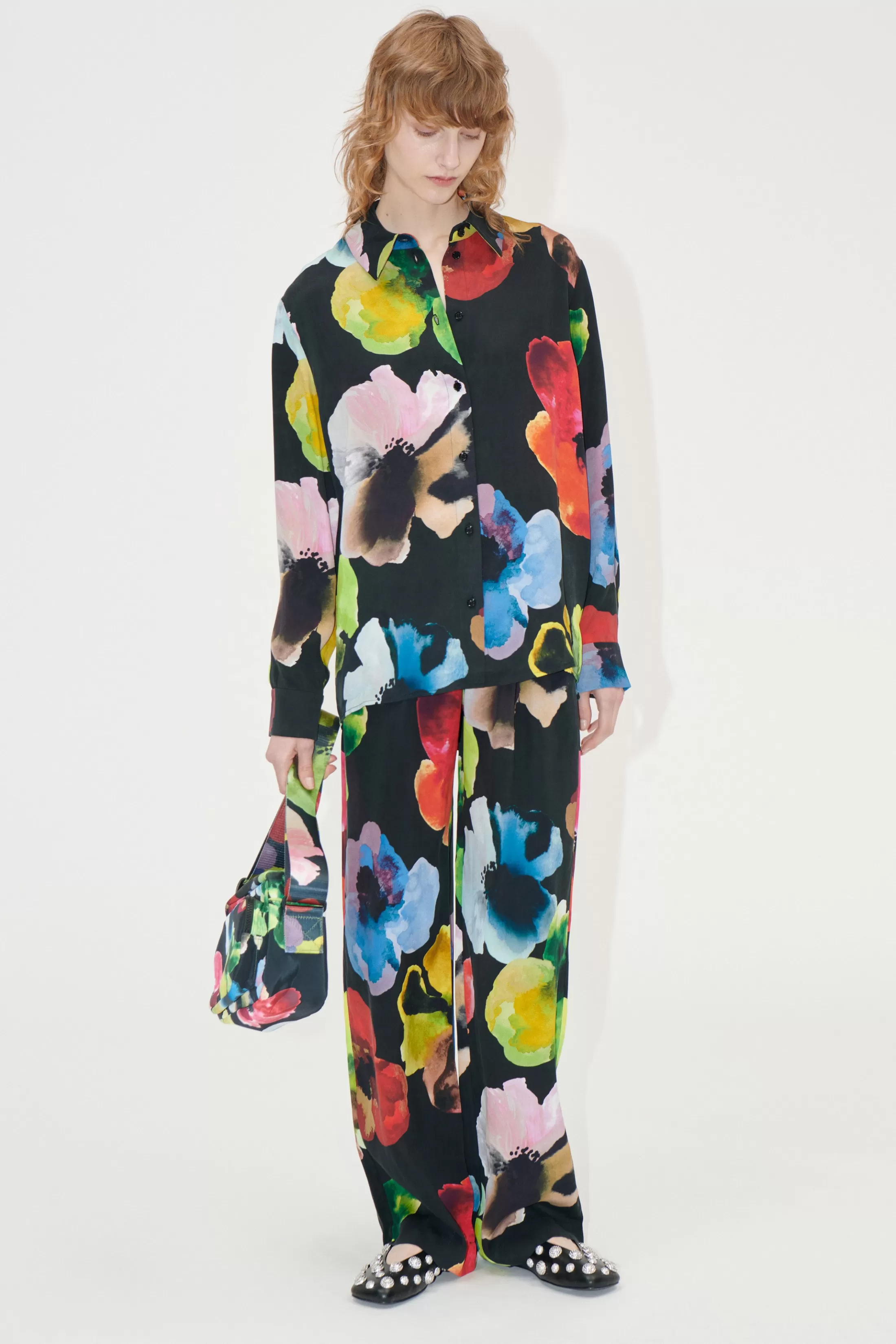 Outlet Elasticated Long Pants - Watercolor Bloom Bukser