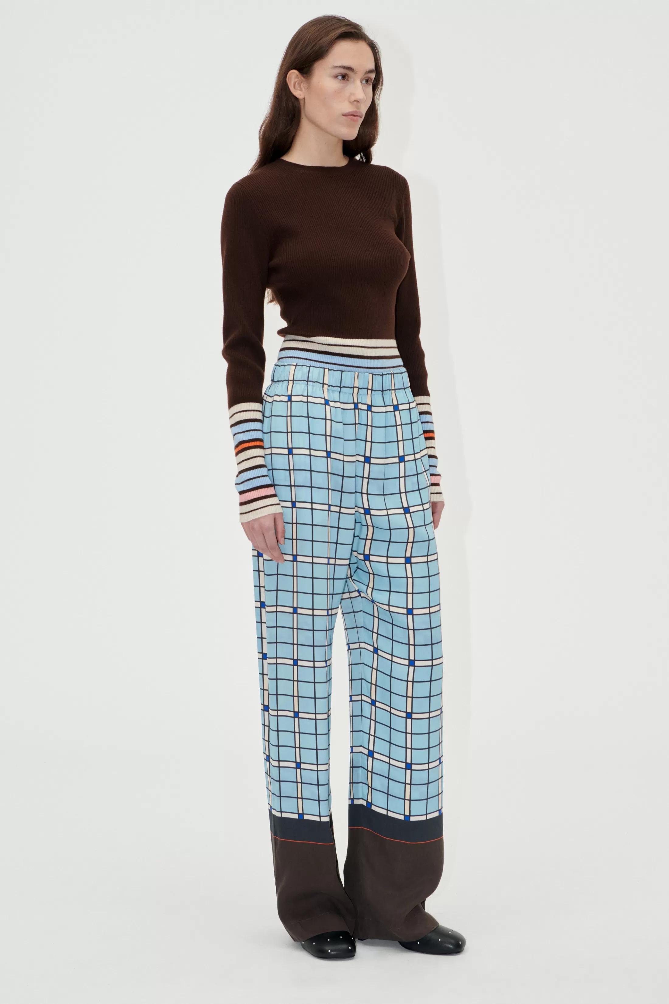 Sale Elasticated Long Pants - Window Check Bukser