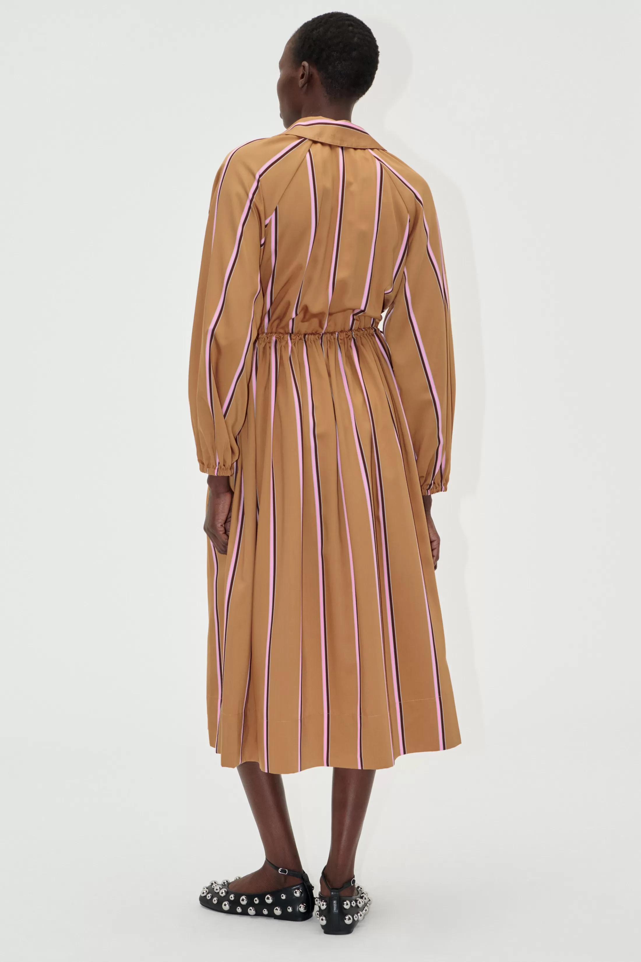 Best Elasticated Midi Dress - Cocoa Stripes Kjoler