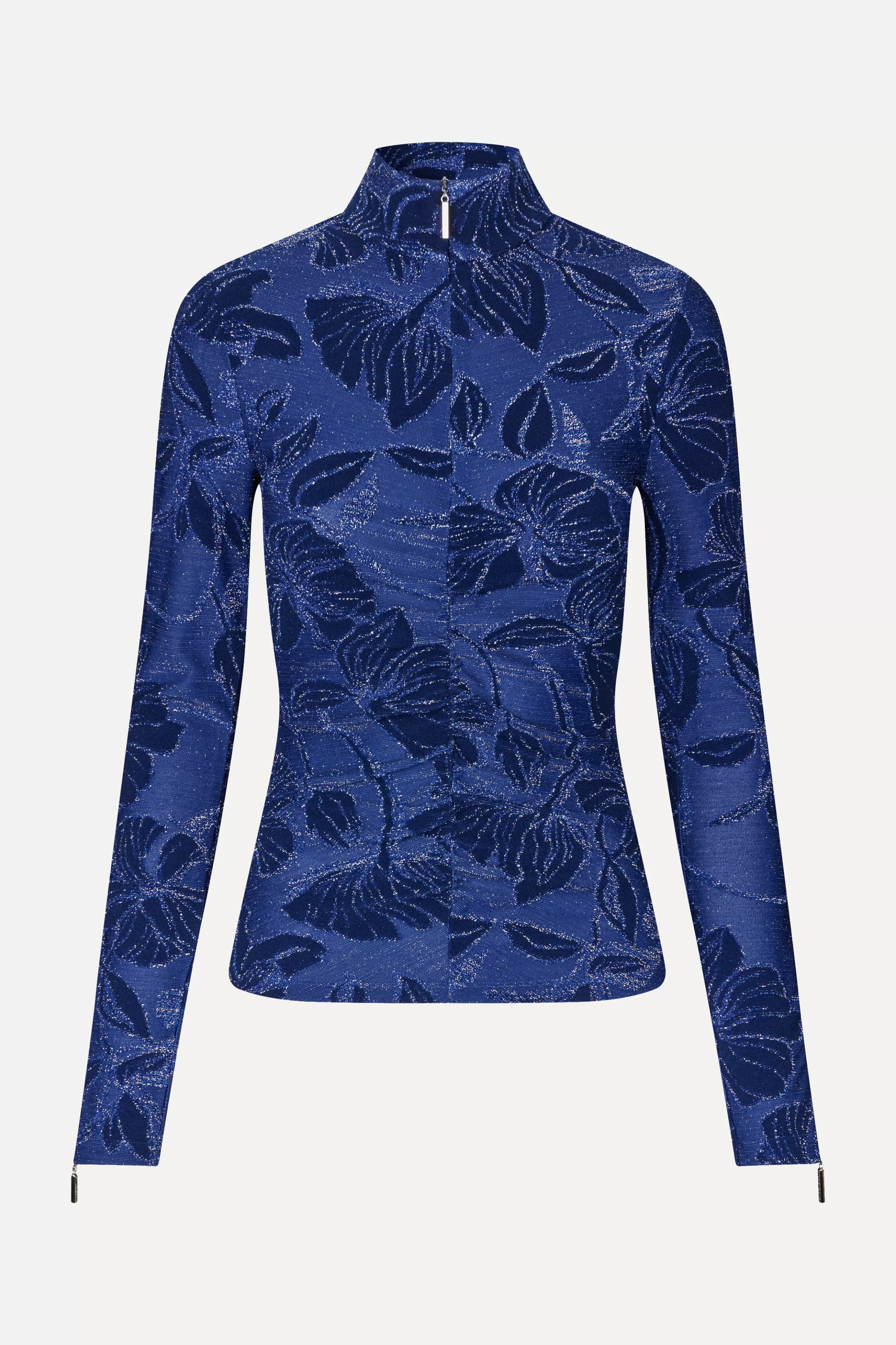 Online Gathered Long Sleeve High Neck Collar Top - Fine Line Poppies Bluser & Skjorter