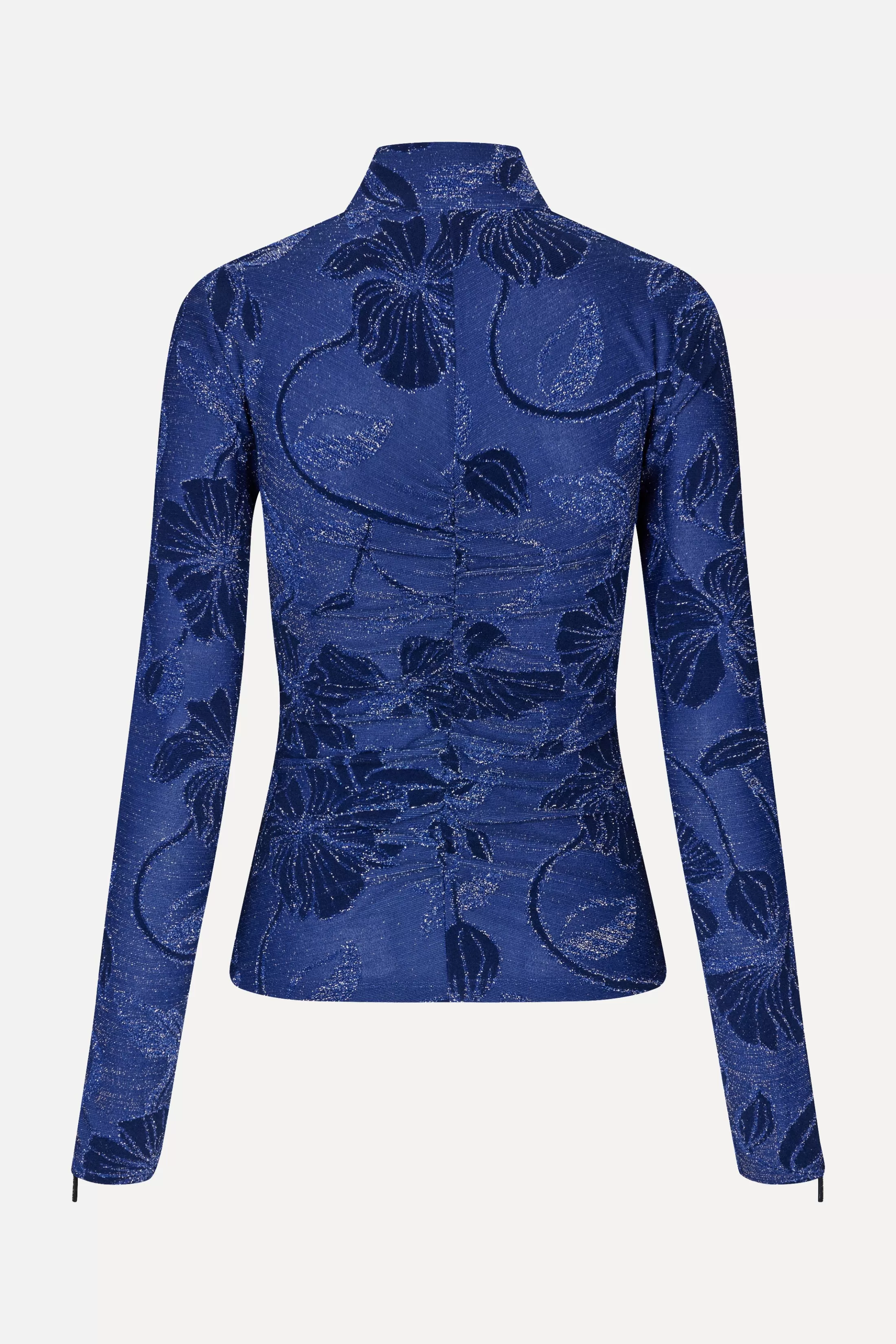Online Gathered Long Sleeve High Neck Collar Top - Fine Line Poppies Bluser & Skjorter