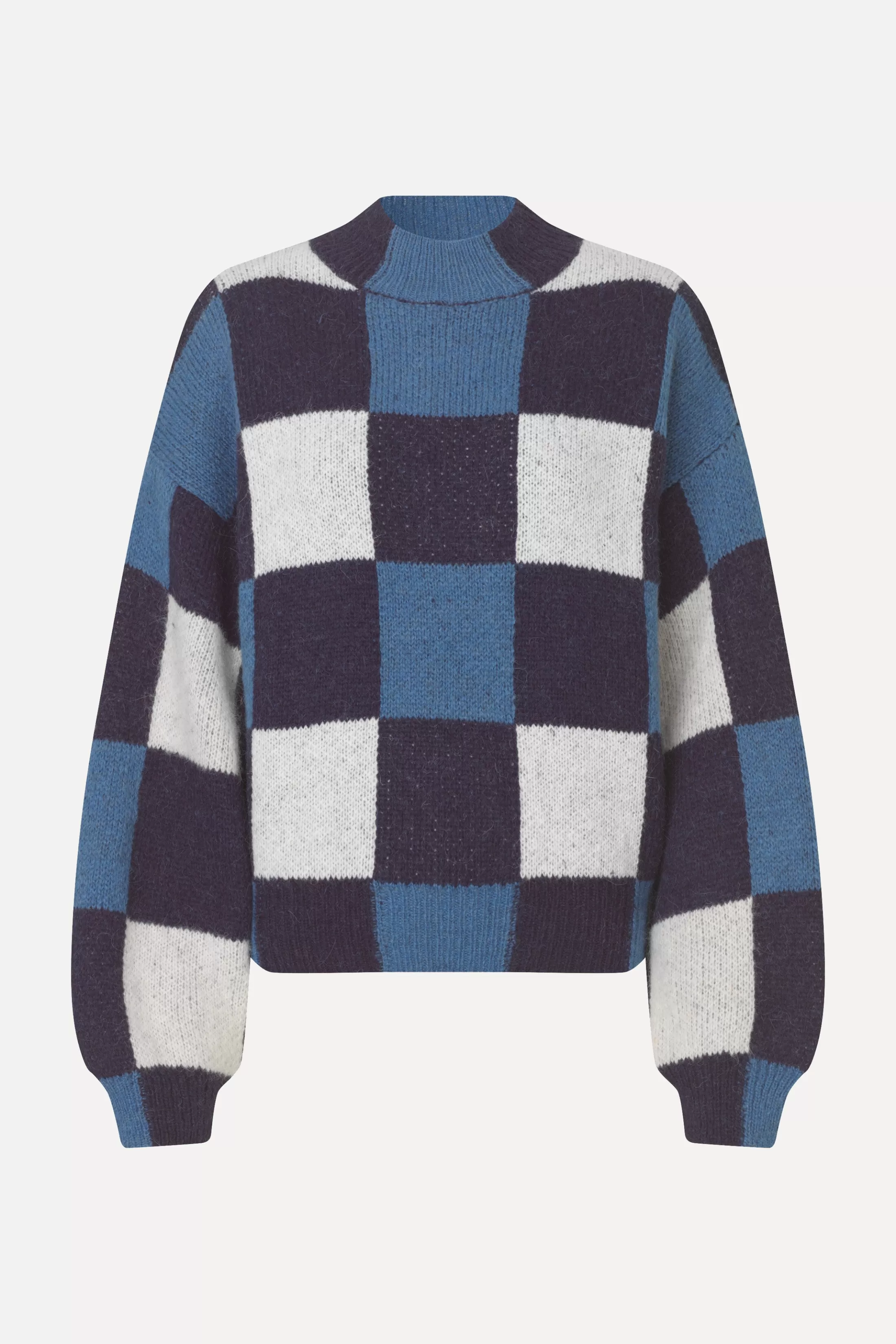 Discount Gingham Check Sweater - Blue Gingham Check Strik