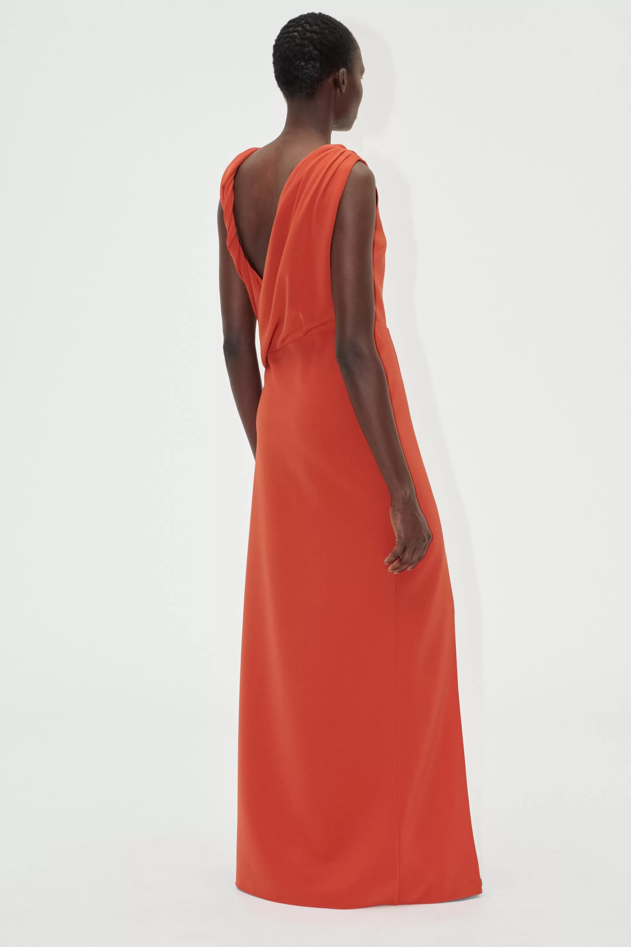 Cheap Knotted Floor Length Dress - Red Ochre Kjoler