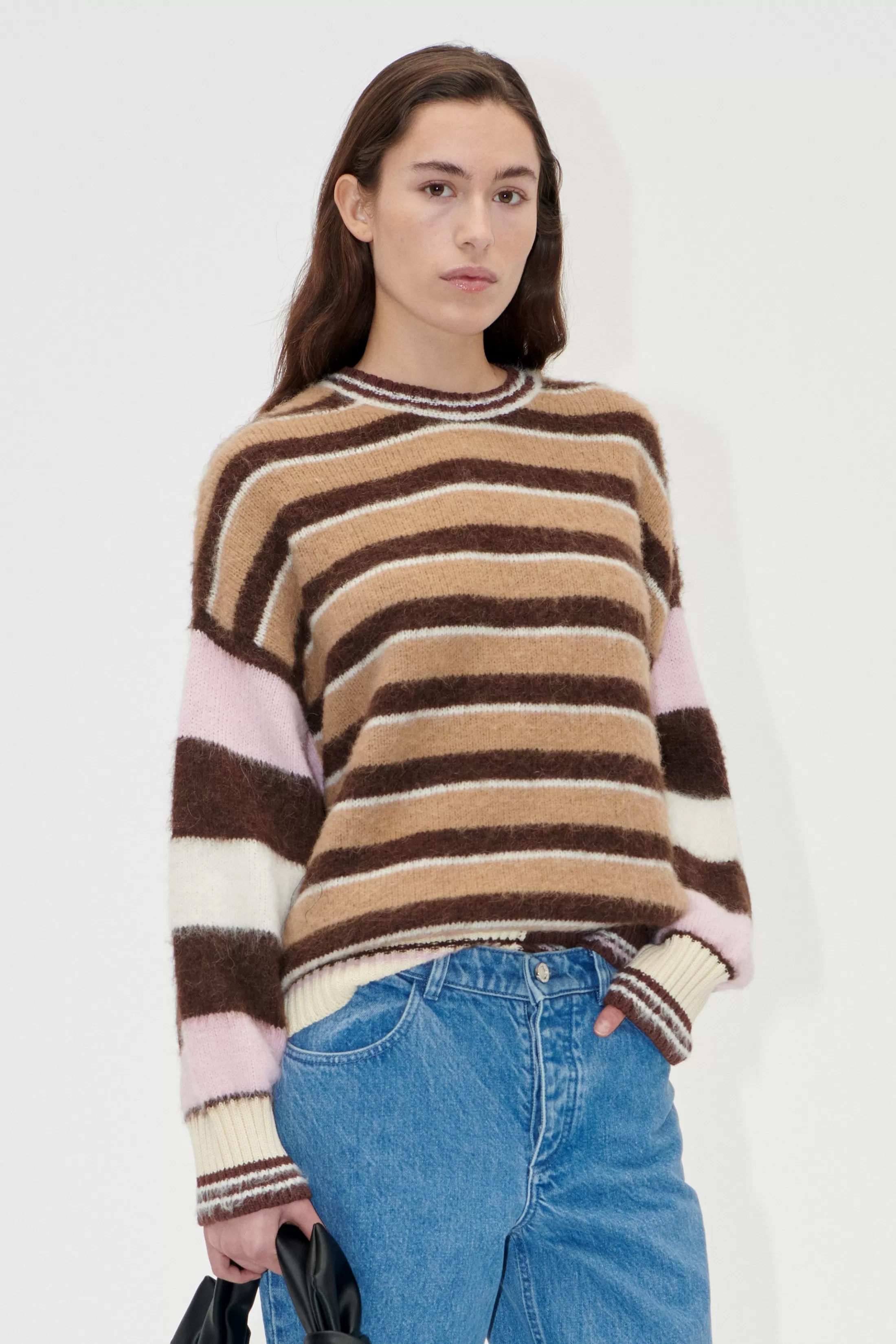 Best Sale Long Sleeve Crew Neckline Jumper - Multi Stripes Strik