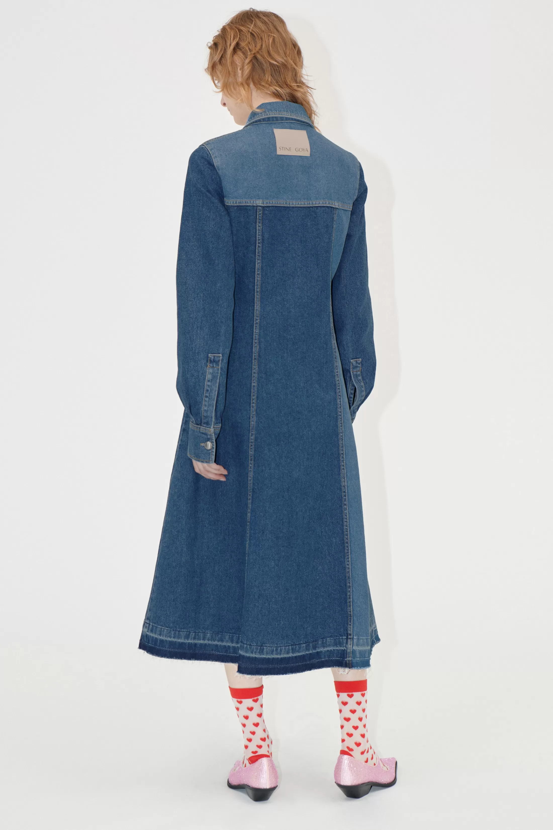 Outlet Long Sleeve Denim Dress - Two Tone Denim Denim | Kjoler