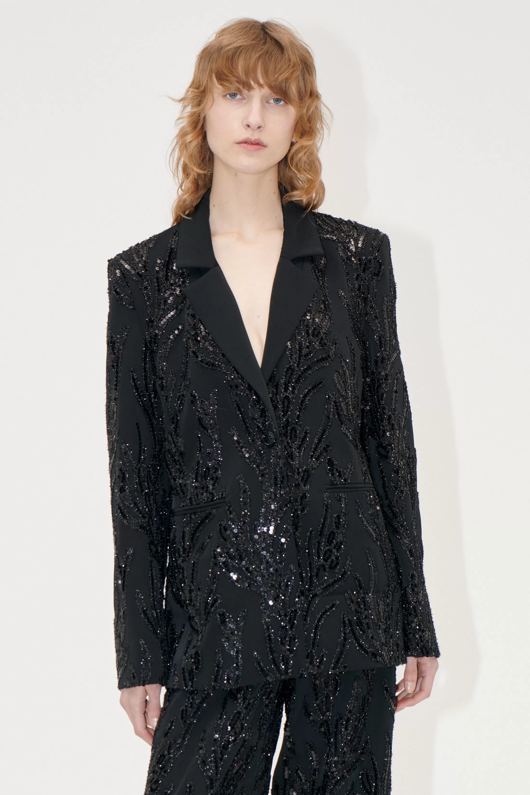 Sale Long Sleeve Fitted Blazer - Abstract Embellishment Tailoring