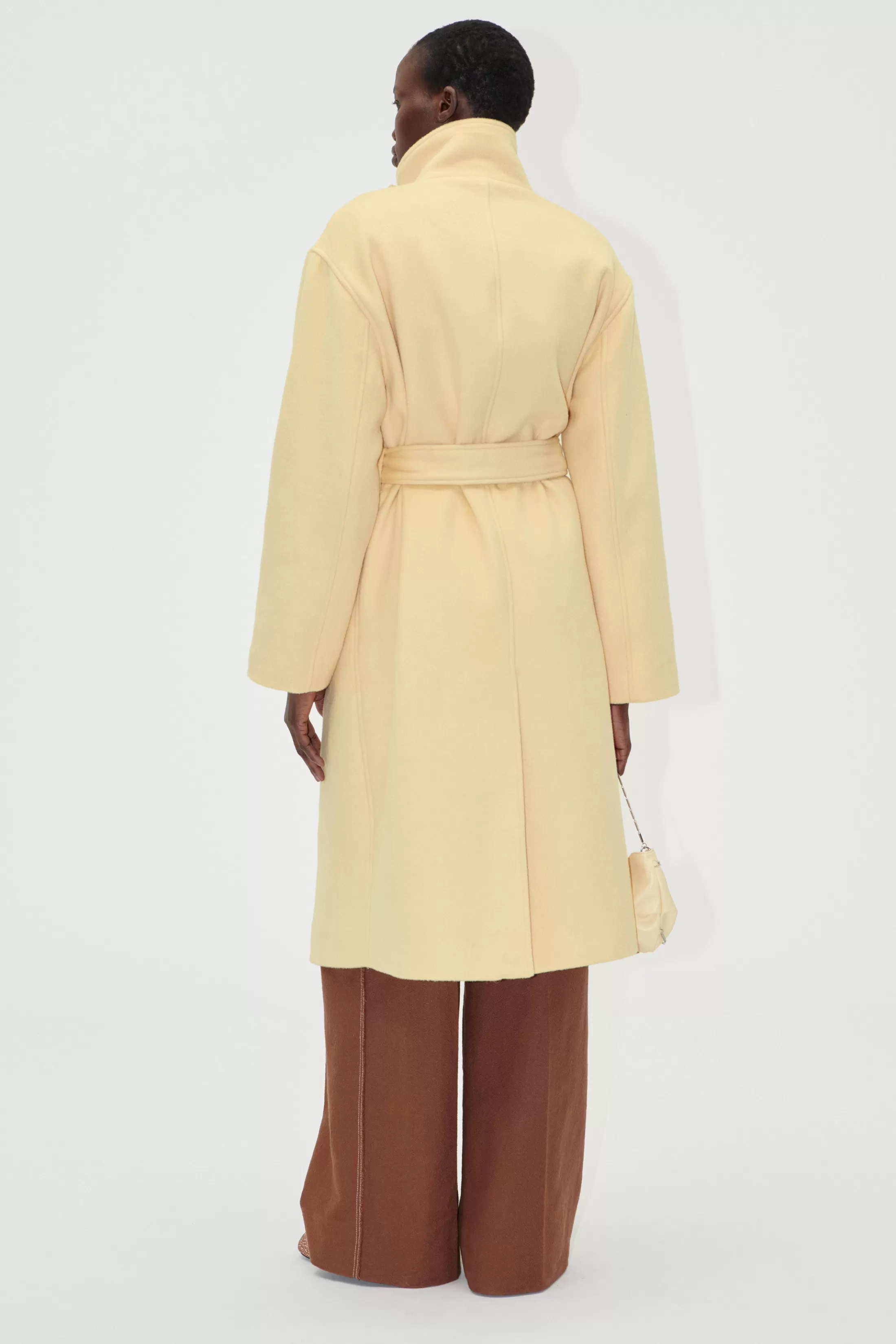 Clearance Long Sleeve High Collar Coat - Butter Milk Frakker & Jakker