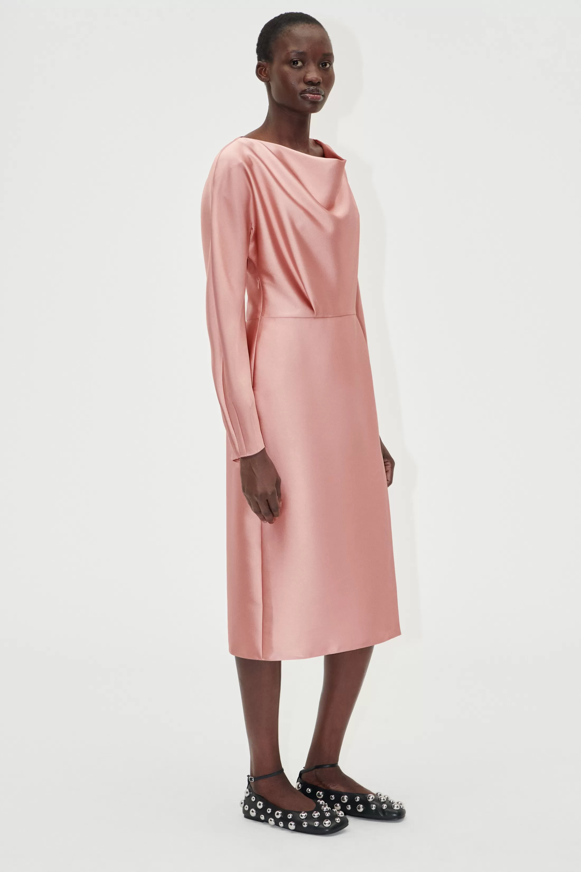 Outlet Long Sleeve Midi Dress - Rose Tan Kjoler