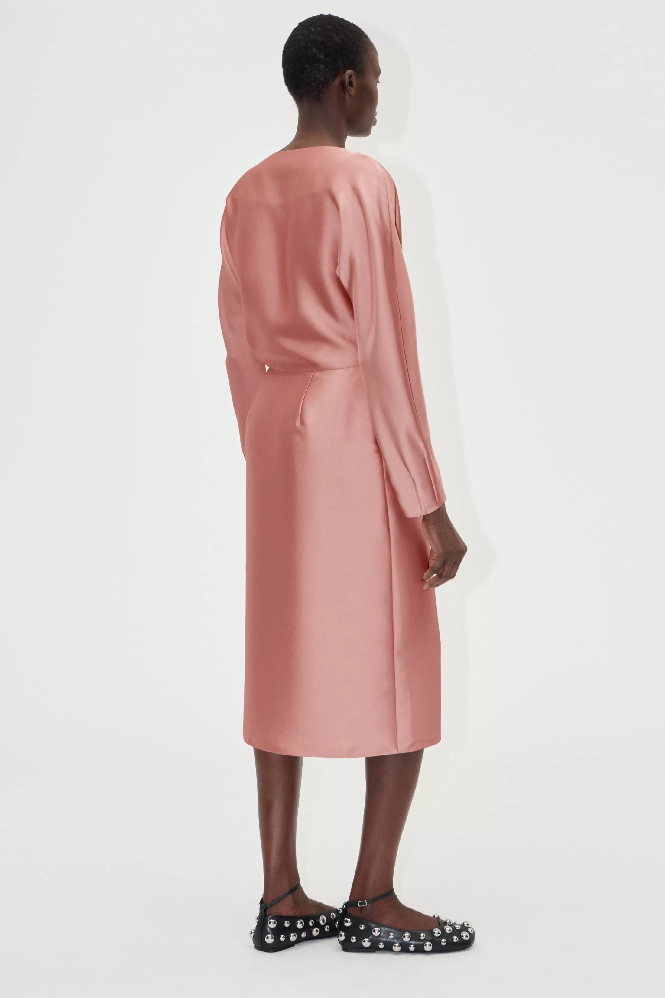 Outlet Long Sleeve Midi Dress - Rose Tan Kjoler