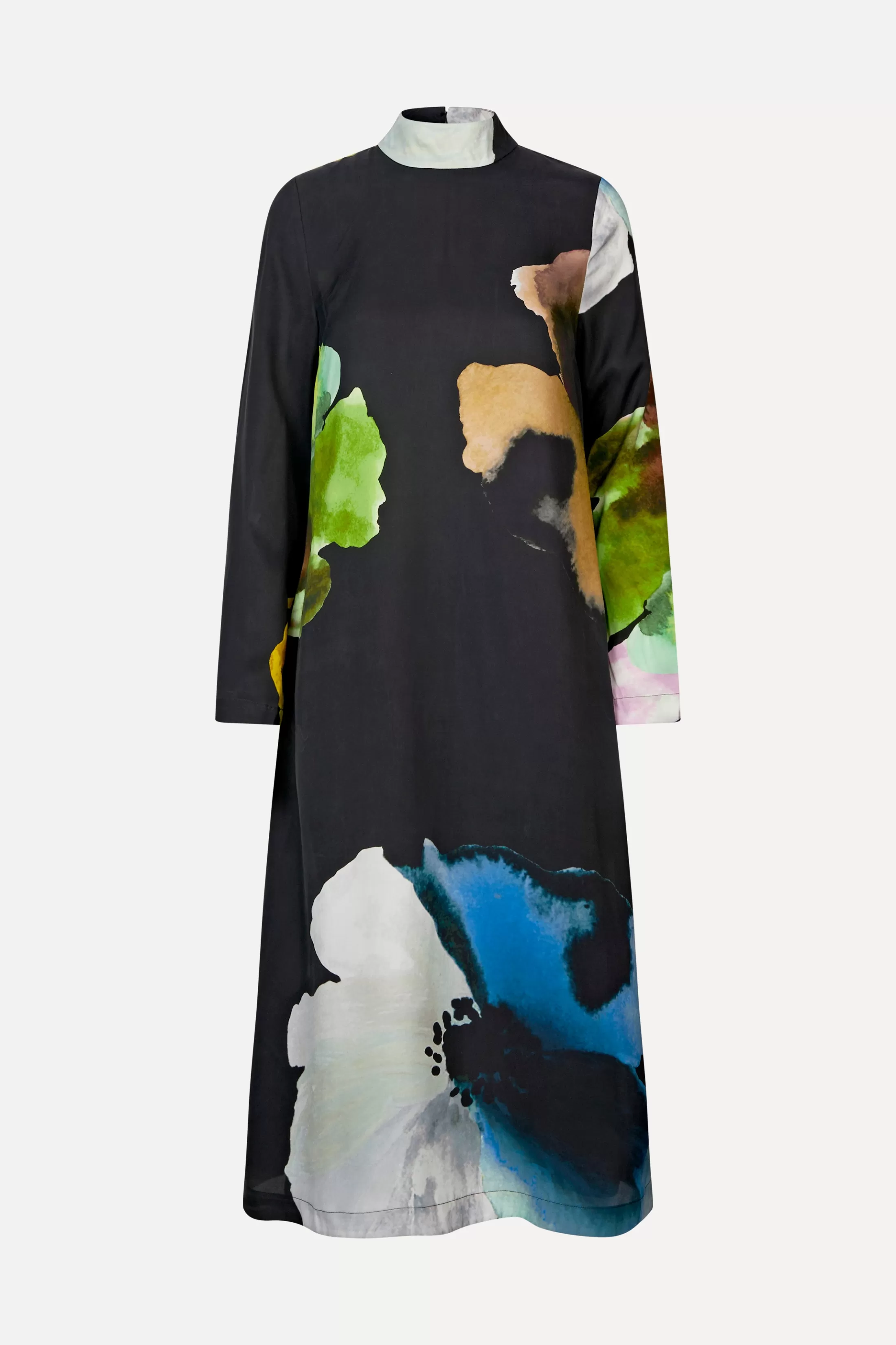 Sale Long Sleeve Midi Dress - Watercolor Bloom Maxi Kjoler