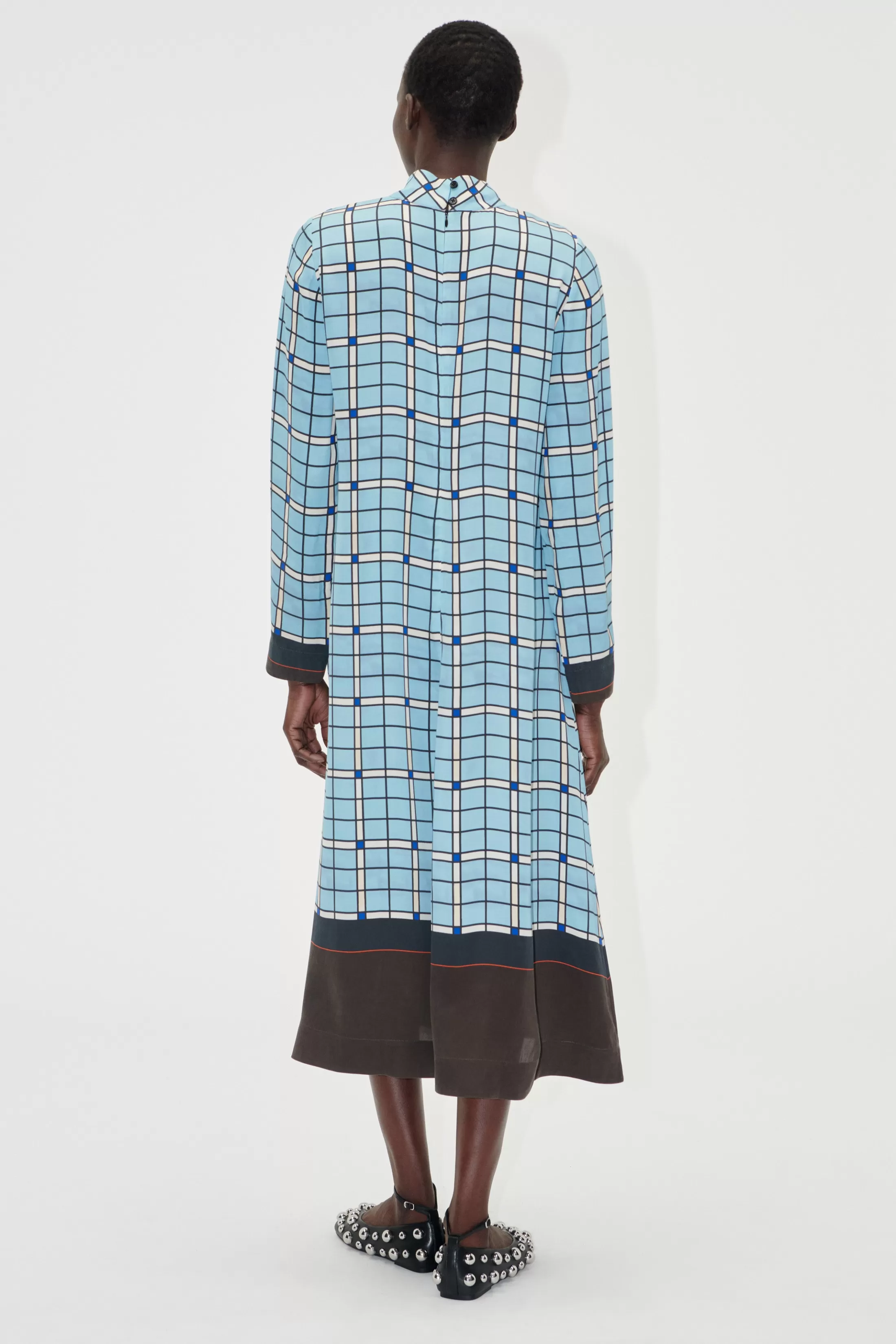 Online Long Sleeve Midi Dress - Window Check Kjoler