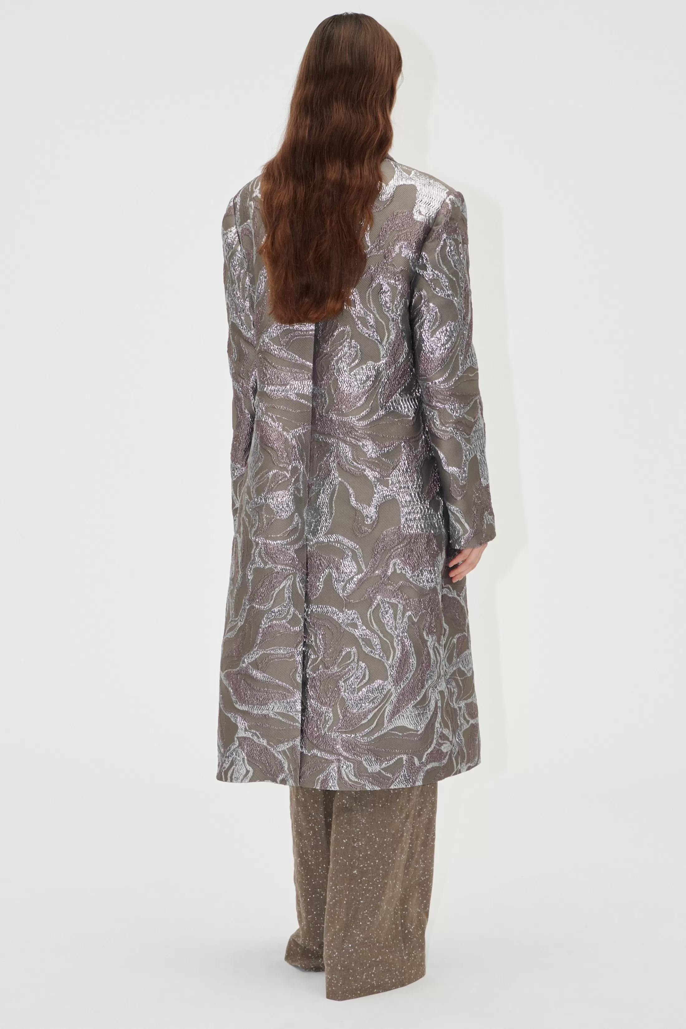 Clearance Long Sleeve Straight Coat - Abstract Foliage Frakker & Jakker