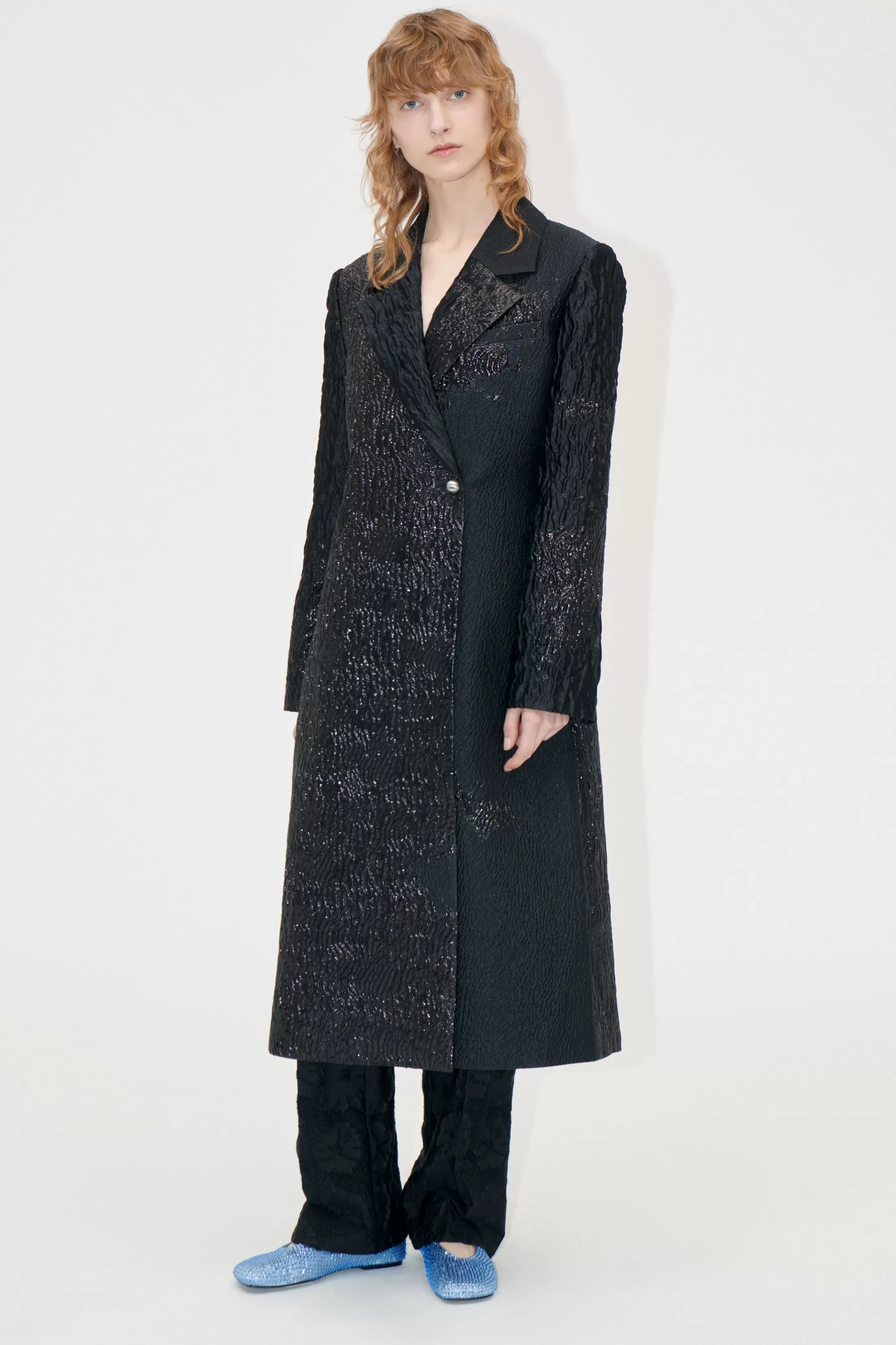 Discount Long Sleeve Straight Coat - Black Impressionist Hue Frakker & Jakker