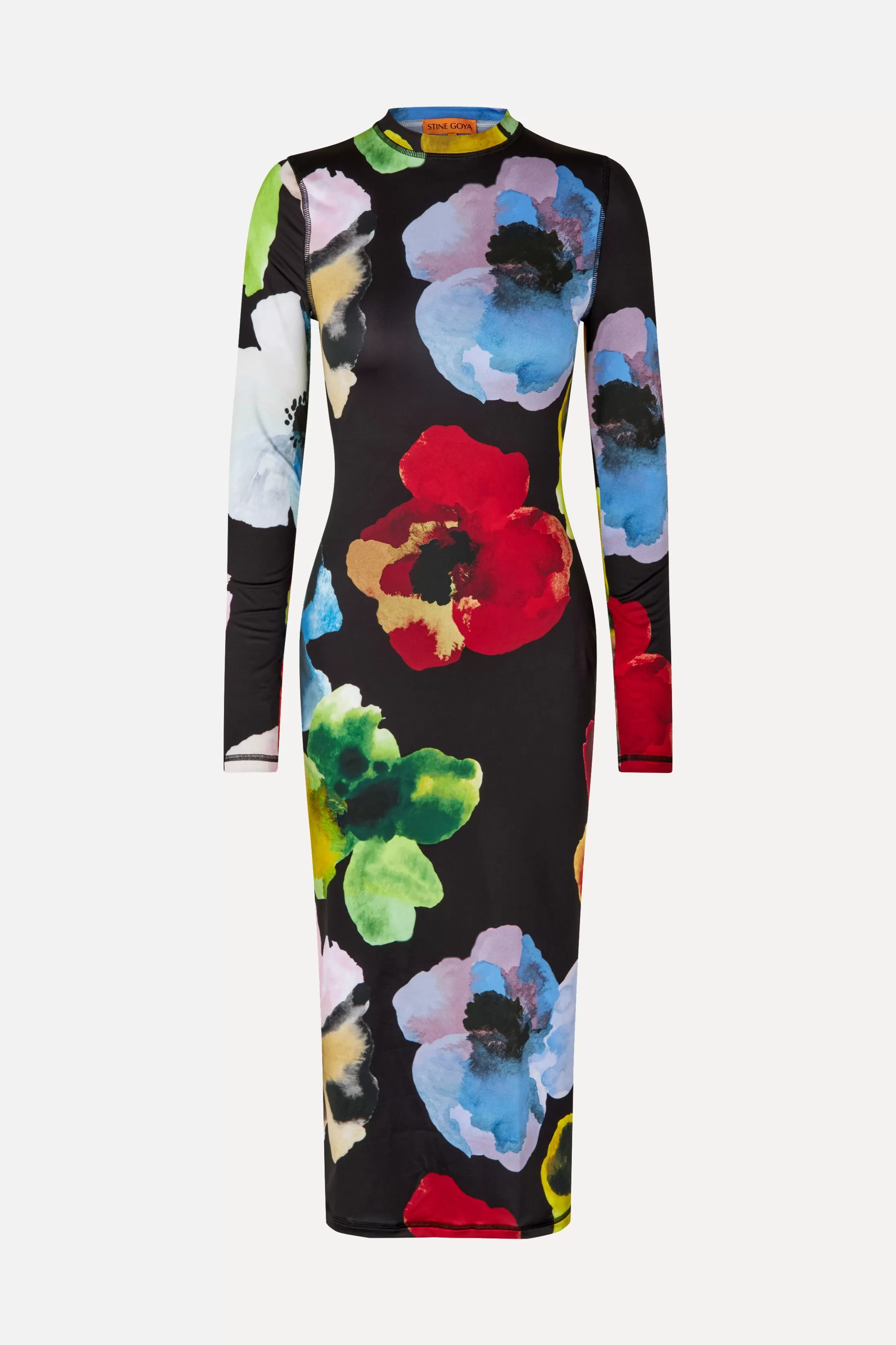 Discount Pullover Long Sleeve Midi Dress - Watercolor Bloom Kjoler