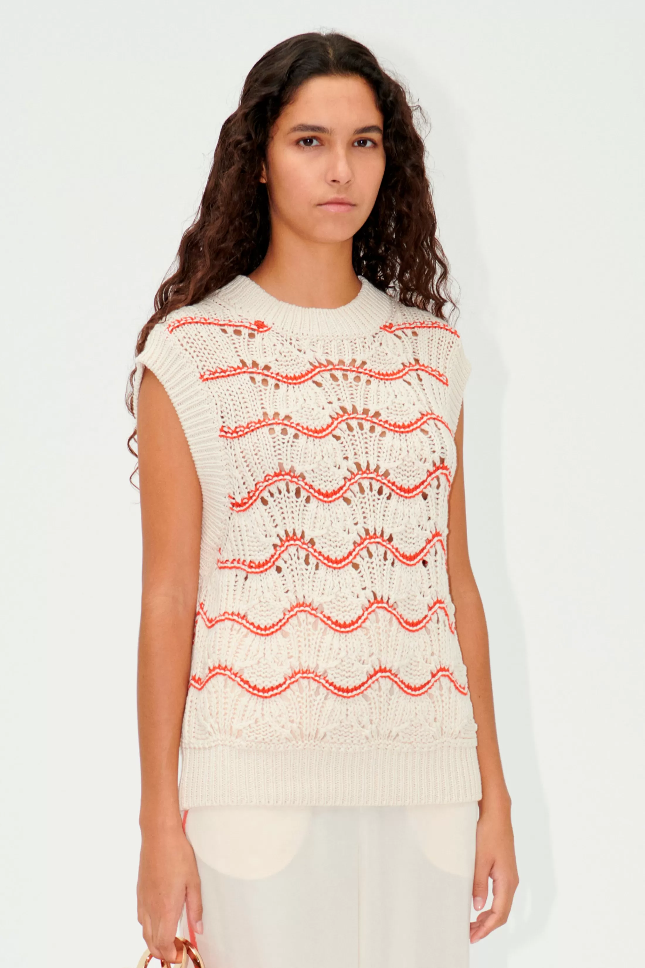 Outlet SGAsger Vest - Orange Waves Strik