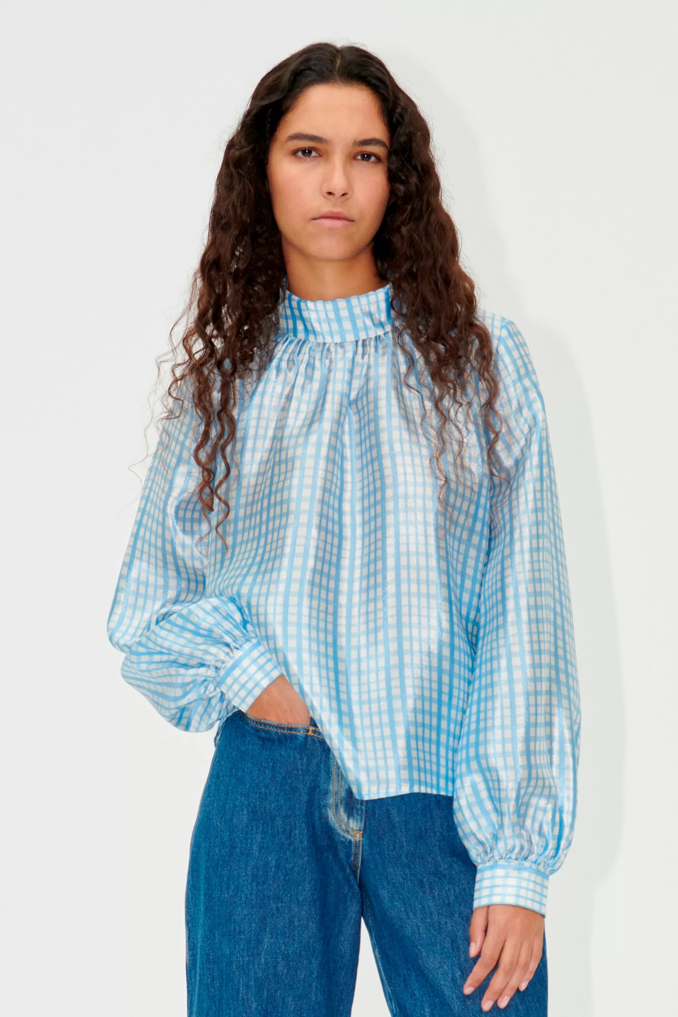 Cheap SGAshley Blouse - Blue Check Bluser & Skjorter