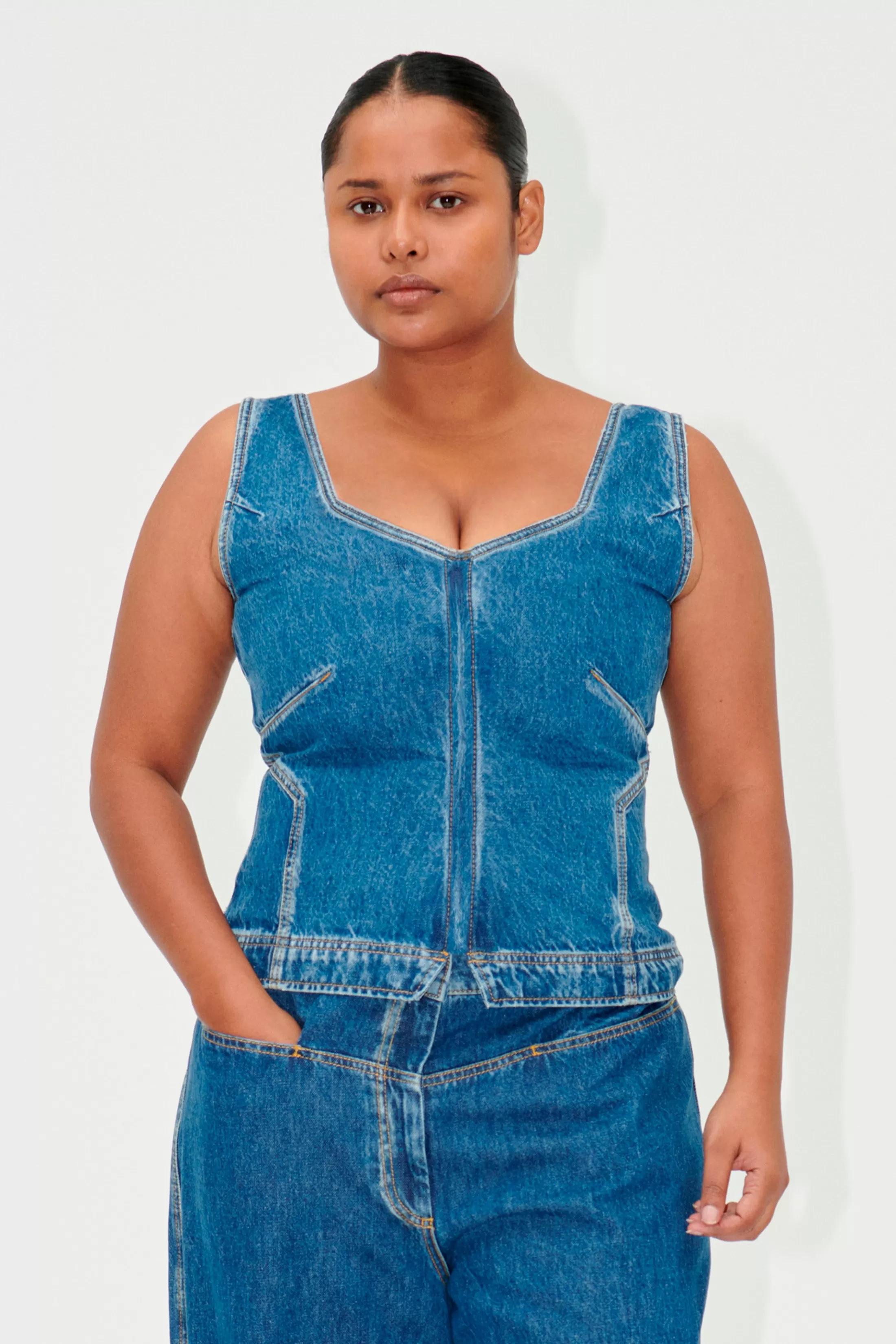 Clearance SGEliana Denim Top - Trompe L'oeil Denim | Bluser & Skjorter