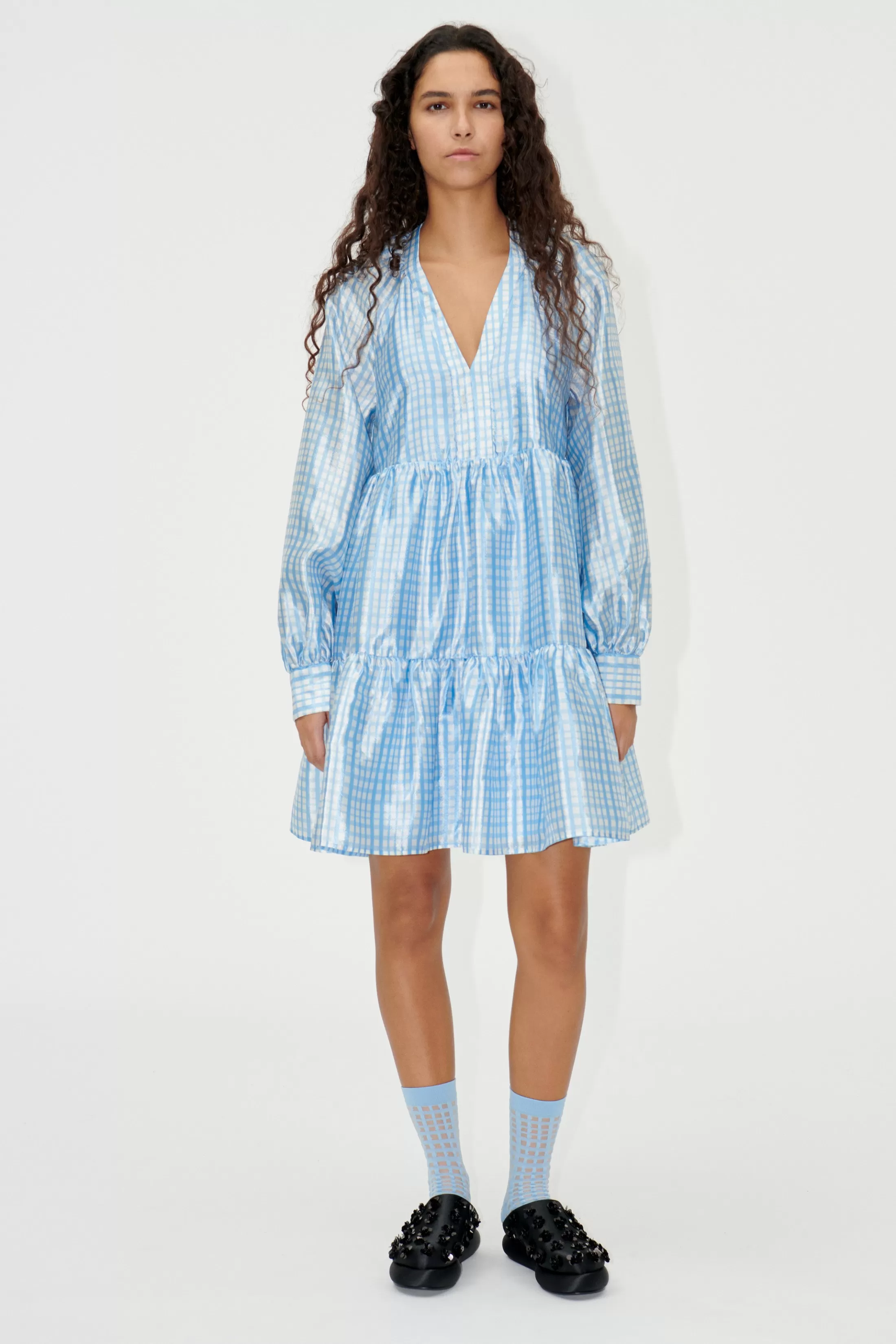 Shop SGJasmine Dress - Blue Check Kjoler