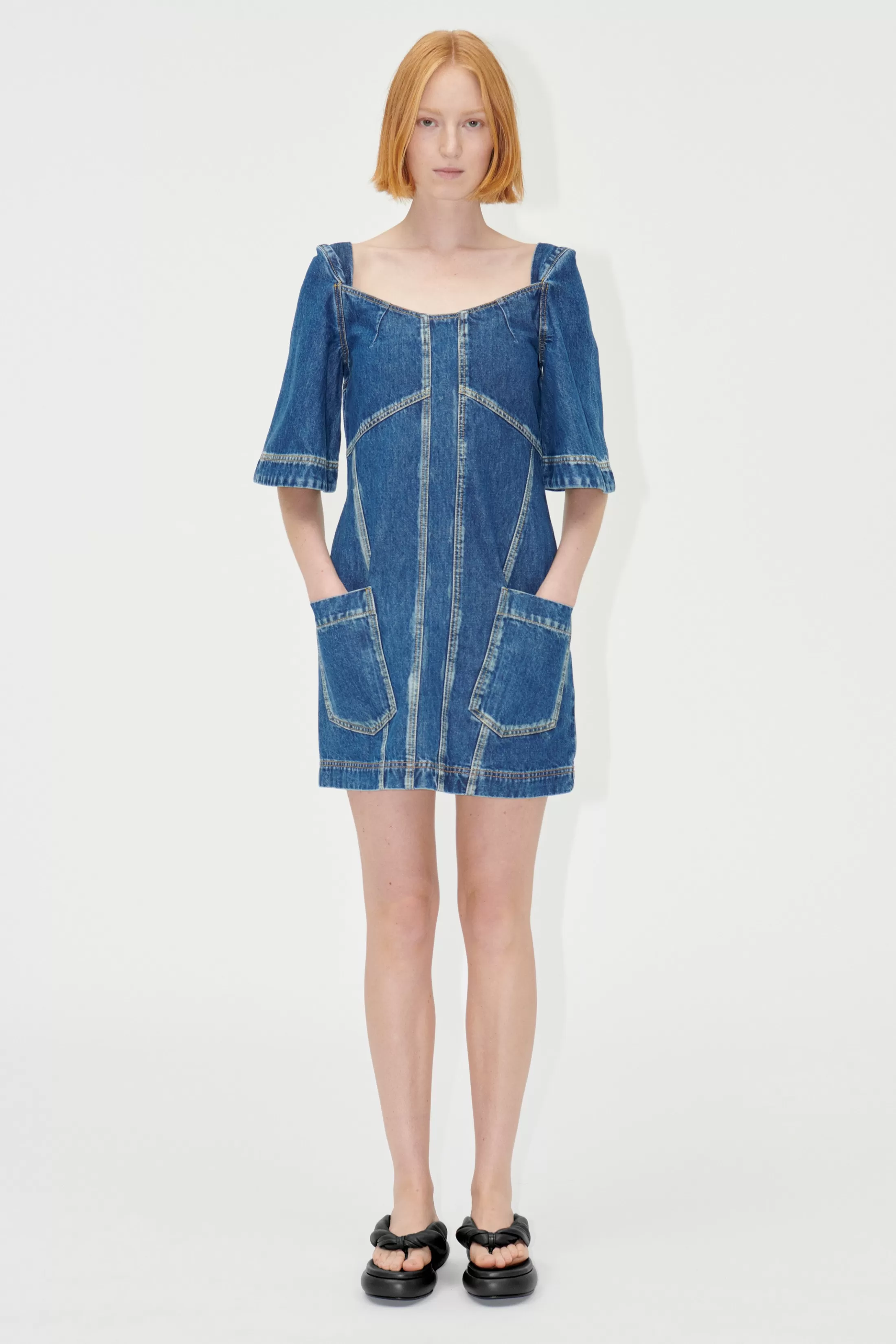 Best Sale SGYvonne Denim Dress - Trompe L'oeil Denim | Kjoler