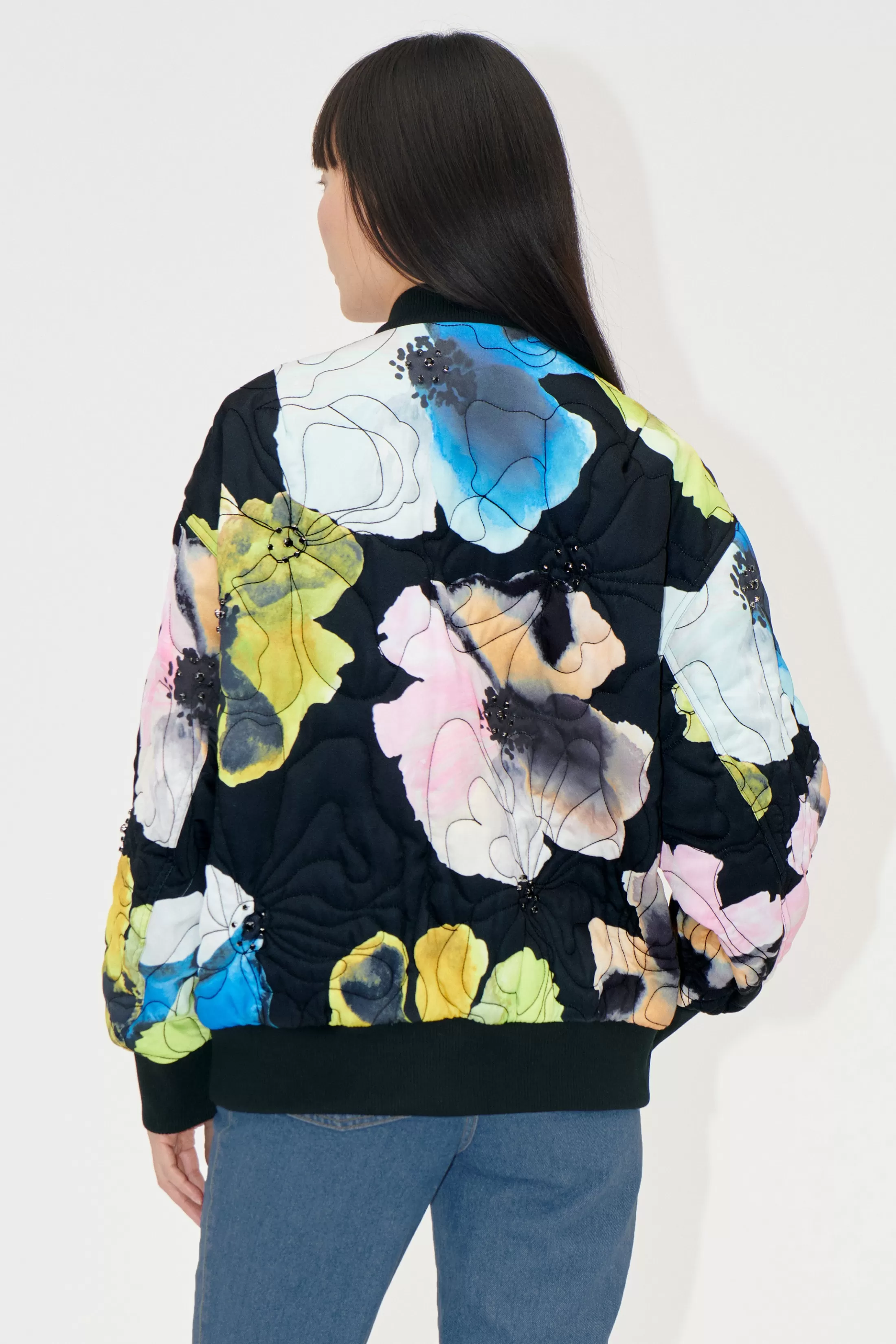 Clearance Voluminous Bomber Jacket - Watercolor Bloom Frakker & Jakker