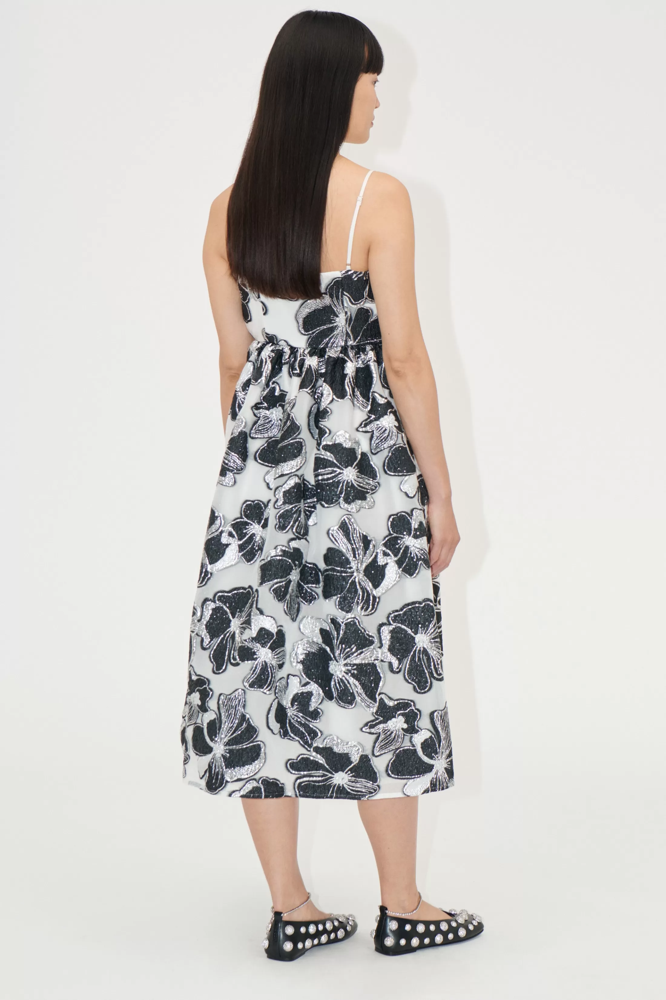 Outlet Voluminous Gathered Midi Dress - Anemone Jacquard Kjoler